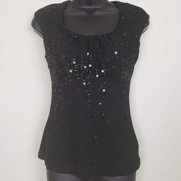 ANN TAYLOR | NWT black sequin sleeveless top - Picture 5 of 5
